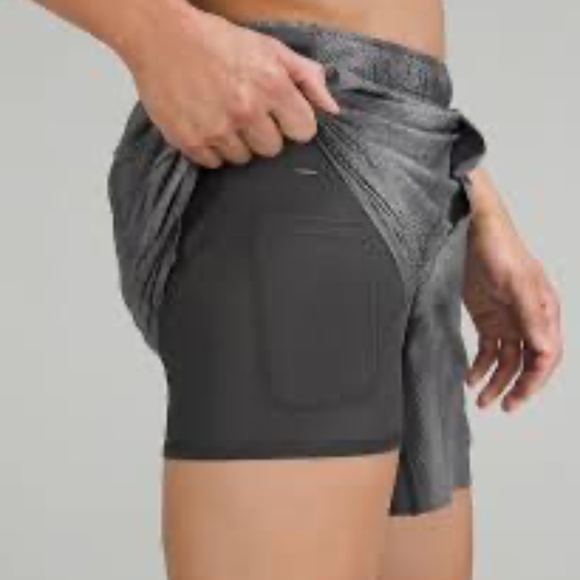lululemon - Surge Lined Grey Pattern Running Short 6" Inseam - Mens XXL - Picture 3 of 3